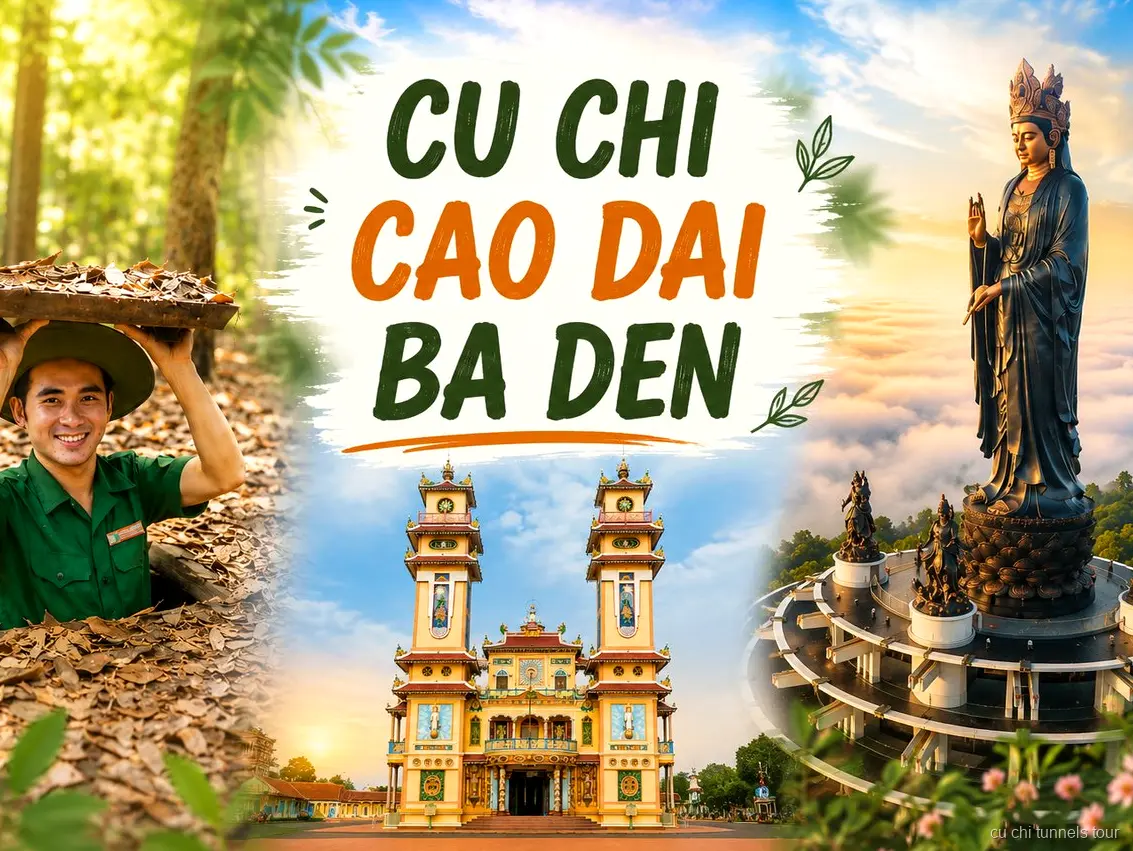 Cao Dai Temple visited on the Cu Chi Tunnels and Black Virgin Mountain tour